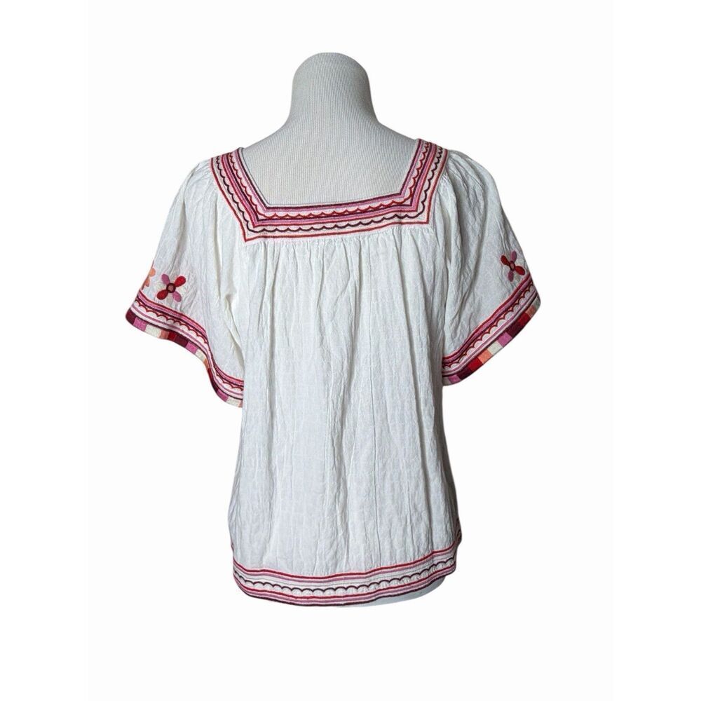 Madewell Embroidered Sandblossom Top in white cotton gauze‎ Women’s XS Oversized - Picture 3 of 9